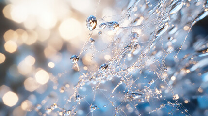 Wall Mural - Dewdrop Spiderweb: Morning's Delicate Art
