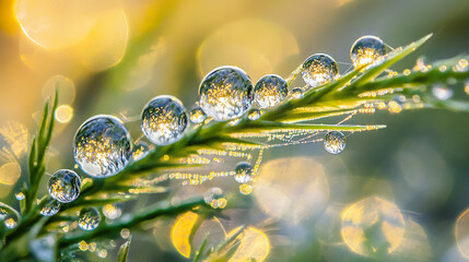 Wall Mural - Dewdrop Spiderweb: Morning's Delicate Art
