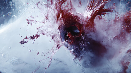 Poster - Dynamic splash of red liquid abstract visual art studio setting high-contrast lighting close-up perspective