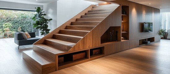 Wall Mural - Modern Wooden Staircase Design Interior