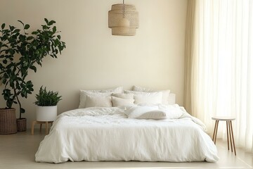 Wall Mural - Minimalist Beige Bedroom Interior Design