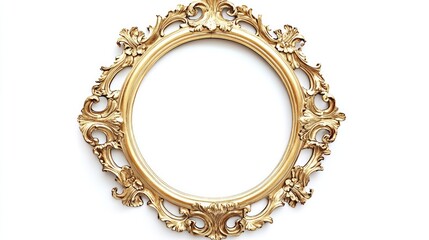 Poster - Elegant gold frame with intricate baroque detailing on a clean white background, perfect for copy space. No text, no people.