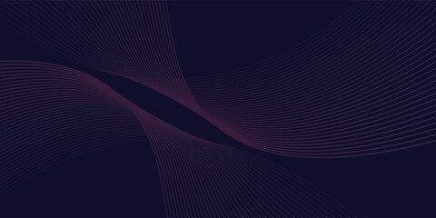 Poster - dark abstract background with glowing wave. shiny moving lines design element. modern purple blue gr