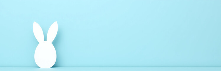 Aufkleber - Simple Easter Design Features White Rabbit Ears On A Light Blue Background With Plenty Of Space For Text Or Other Elements. 00002