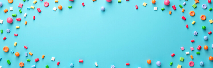 Poster - Colorful Sprinkles On A Blue Background Create A Festive Design Suitable For Various Projects Including Banners Posters Flyers Cards And Brochures. 00001