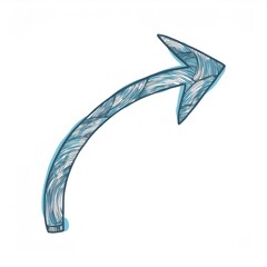 Fototapete - Blue curved arrow pointing right with a textured pattern is showing the direction on a white background
