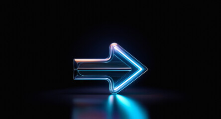 Aufkleber - A vibrant blue and purple arrow glows brightly against a dark background, indicating direction with a futuristic and neon aesthetic.