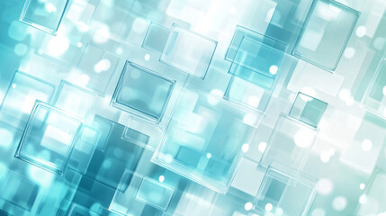 Poster - Abstract vector background with white and turquoise transparent rectangles
