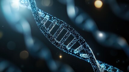 Poster - A glowing DNA helix is depicted against a dark background, showcasing its intricate structure and the essence of genetic information.