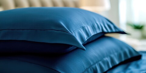 Poster - Two blue pillows stacked on top of each other