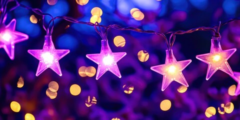 Poster - String of lights with five pink stars