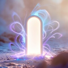 Poster - White pillar with purple and blue swirls around it
