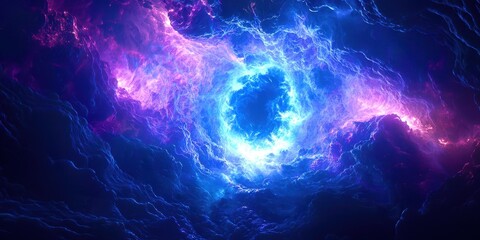 Wall Mural - blue and purple space with a large blue circle in the middle