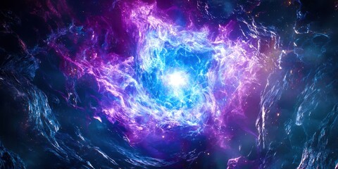 Wall Mural - blue and purple galaxy with a bright light in the center