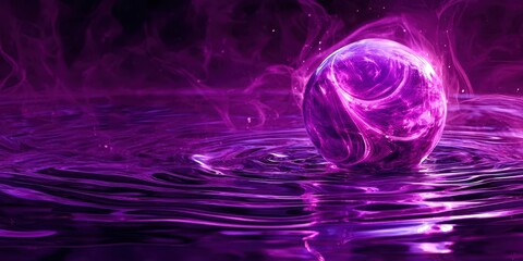 Poster - Purple ball is floating in a purple body of water