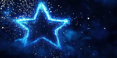 Poster - Star is lit up in blue and surrounded by a blue background