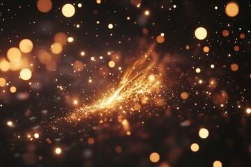 a celestial river of golden sparks dances across a dark night sky, illuminated by countless shimmeri