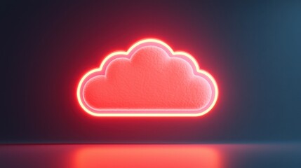 Poster - A glowing red cloud icon set against a dark background, symbolizing digital storage and technology.