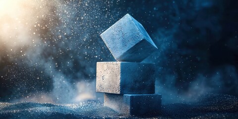 Poster - Three cubes are stacked on top of each other