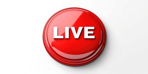 Poster - Red button with the word live written on it