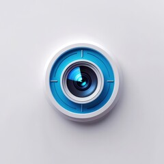 Poster - Blue and white camera lens with a blue circle in the center
