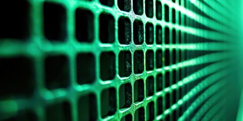 Poster - Close up of a green metal object with a grid pattern
