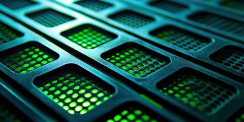 Poster - Close up of a green object with a grid pattern