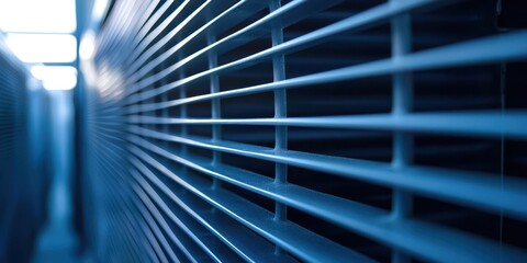 Poster - Blue metal grate with a white background