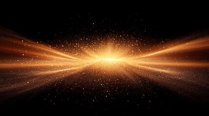 Wall Mural - Radiating burst of fine golden sand with subtle gradients, black backdrop 