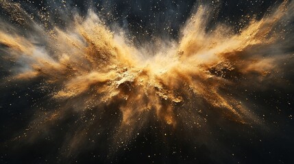 Wall Mural - soft, elegant burst of golden sand, radiating outward, black backdrop
