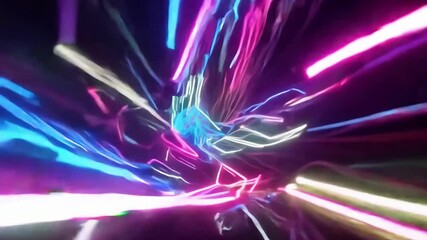 Poster - In a captivating showcase, bright neon lights dance and flow to the rhythm of music, creating an immersive environment that attracts onlookers at night.