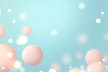 Poster - Abstract Pastel Pink Spheres Floating on a Soft Blue Background with Sparkling Lights