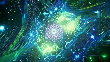 Poster - A captivating display of swirling abstract patterns draws the viewer into a cosmic journey filled with vibrant colors and pulsating lights. The visual experience unfolds with depth and intrigue.