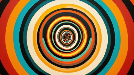 Poster - concentric circles expanding outward, with each circle gradually changing in color and size, symbolizing growth and evolution in a geometric form