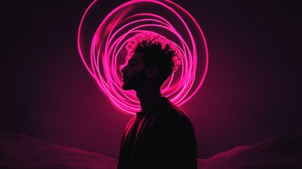 Poster - Man is standing in the middle of a purple circle. The circle is glowing and the man is the only thing visible. Scene is mysterious and surreal