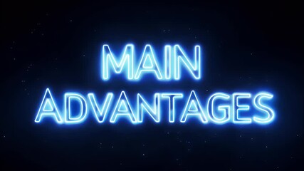 Wall Mural - The text 'Main Advantages' of the pulsating neon effect.