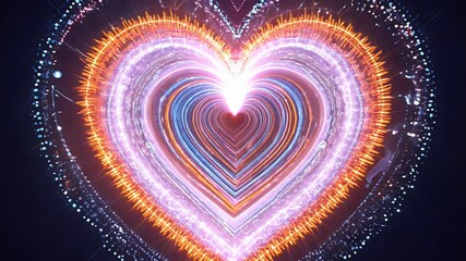 Wall Mural - Tiny heart particles moving in circular waves, creating overlapping, mesmerizing patterns of light
