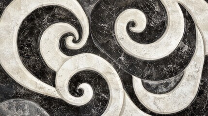 Poster - A textured pattern with marble swirls in shades of black, white, and gray, offering a timeless and elegant backdrop that works well in both modern and classic settings.
