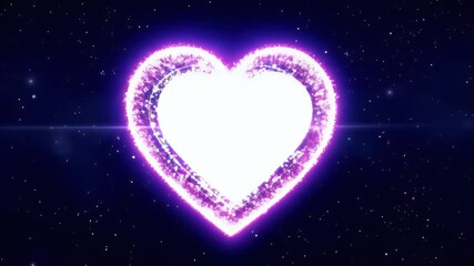 Wall Mural - glowing heart disintegrating into hundreds of tiny heart particles scattering across a dark starry background