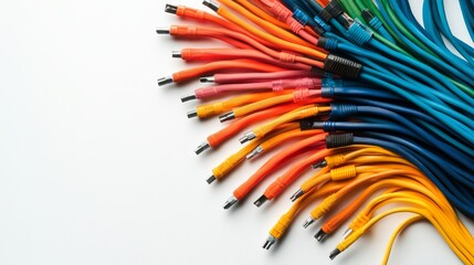 Poster - Bunch of colorful wires are laid out in a row. The colors are bright and vibrant, creating a sense of energy and excitement. The wires are arranged in a way that they seem to be connected