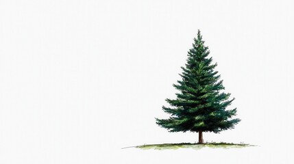 Growing green pine tree nature scene digital illustration isolated background artistic perspective eco-friendly concept