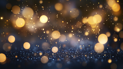 Poster - Golden bokeh lights create festive and magical atmosphere