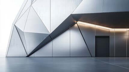 Poster - modern architectural marvel: captivating angles and polished metallic surfaces define this stunning 