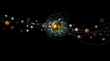 Poster - a virtual reality representation of subatomic particles, with the proton labeled and highlighted
