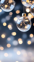 Wall Mural - Floating stars and glowing orbs decorative festive background for holiday designs