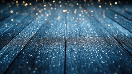 Wall Mural - Celestial glitter on wooden surface close up for festive decoration or background