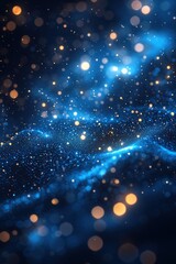Poster - Abstract blue glowing network of interconnected dots and lines