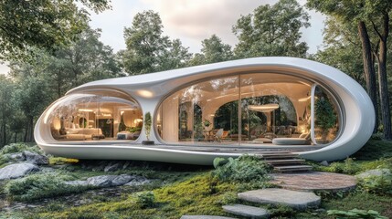 Poster - futuristic architecture with smart materials that adjust transparency, ai-managed climate control, a