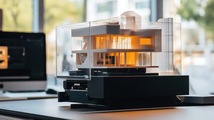 Poster - 3d printer creating architectural models, demonstrating how architects use 3d printing in design and