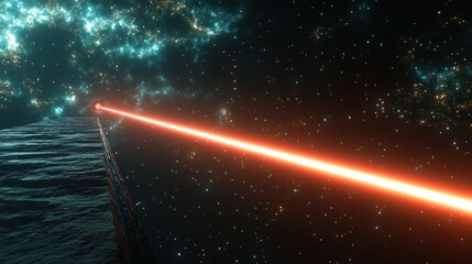 Poster - laser beam traveling in a straight line through empty space, representing the constant speed of light